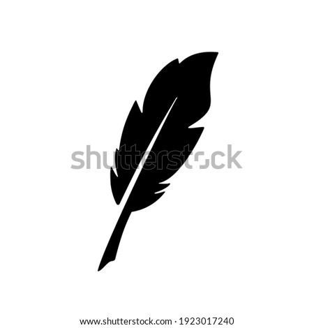 simple Feather quill pen logo icon, classic stationery illustration isolated on white background