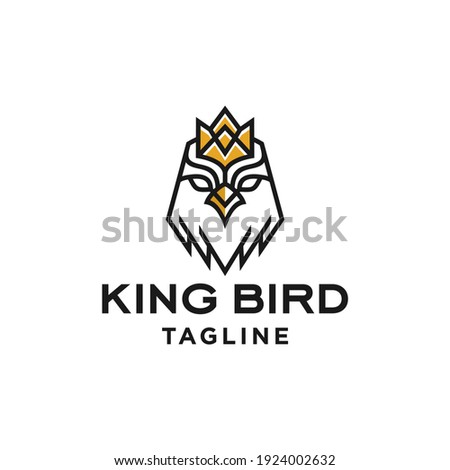 king eagle with crown abstract geometric logo icon design in luxury minimal line art style