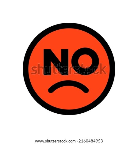 Sad face No emoticon simple design, sad face with NO letter sticker icon and logo Illustration 