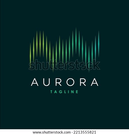 simple green and blue aurora  logo, modern northern lights sky aurora borealis icon logo design illustration 