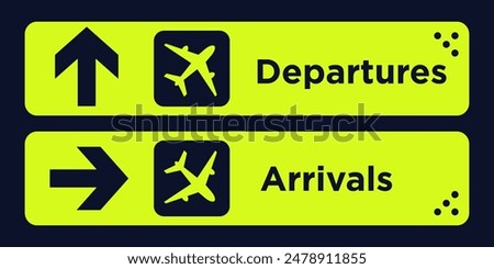 departure and arrivals sign board in airport isolated. Airport board airline sign.