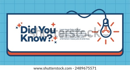 fun fact blank template fyi vector with lightbulb idea and cable symbol element. Did you know geometric message bubble with light vector image. template post icon for social media background.