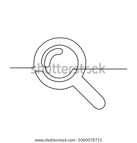 Magnifier drawn by one line. Single line drawing. Continuous line. Vector Eps10