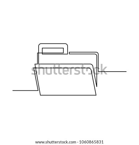 Folder an open icon drawn by a single line on a white background. One-line drawing. Continuous line. Vector Eps10