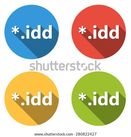 Set of 4 isolated flat colorful buttons (icons) for idd extension