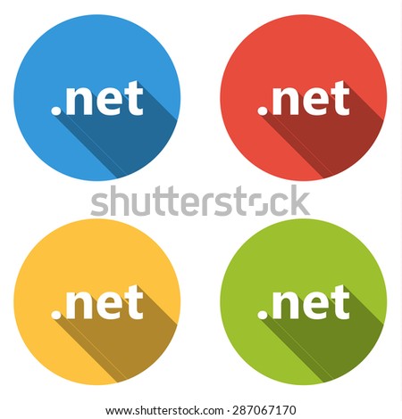 Set of 4 isolated flat colorful buttons (icons) for .net