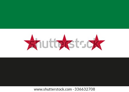 Flag of Syrian Arab Republic (Syria) used by the Syrian opposition (Syrian National Coalition, National Coalition for Syrian Revolutionary and Opposition Forces) in official colors and proportions