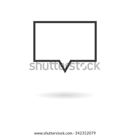 Isolated dark gray icon for rectangular speech bubbles (talk, dialog, chat, opinion, contact, conversation, forum, message, ...) on white background with shadow