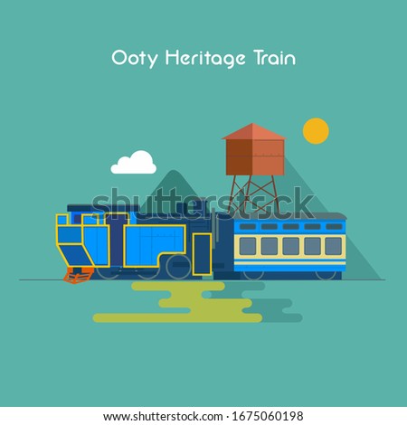 Ooty heritage train minimal vector graphics