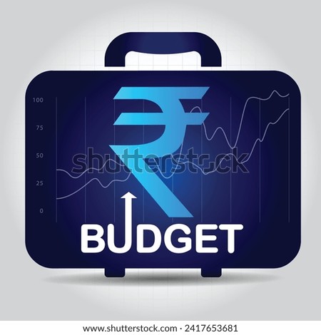 Indian Union Budget, India economy, finance icon, Indian rupee coin.