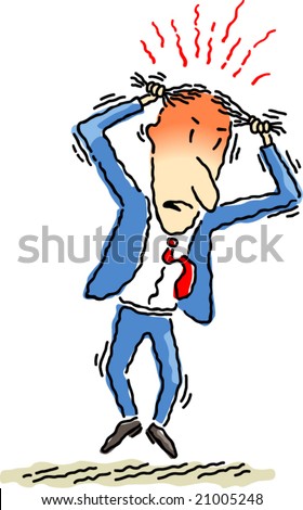Vector Illustration Of An Angry, Red Faced Businessman, Jumping Up And ...