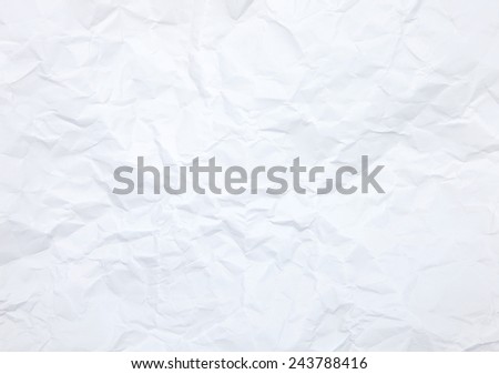 Paper texture. White crumpled paper sheet. Wrinkled creased page.