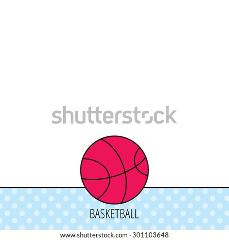 Basketball equipment icon. Sport ball sign. Team game symbol. Circles seamless pattern. Background with red icon. Vector
