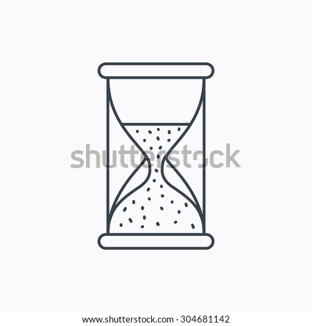Hourglass icon. Sand time sign. Half an hour symbol. Linear outline icon on white background. Vector