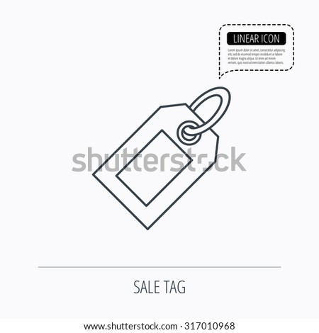 Sale tag icon. Price label sign. Linear outline icon. Speech bubble of dotted line. Vector