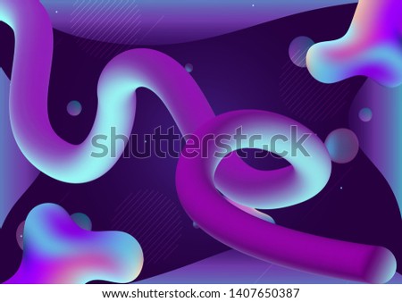 Abstract 3D Colorful Curve Lines Fluid holographic shapes, gradient iridescent logo set. Premium quality vector design templates.