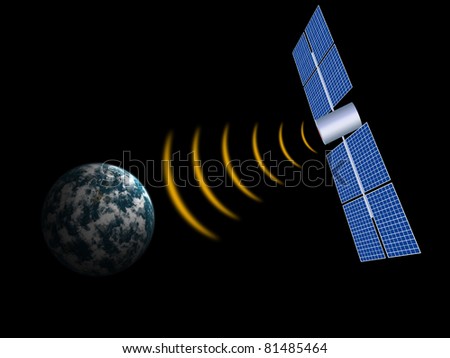 Telecommunications satellite in space transmitting scientific data