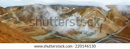 Surreal landscape of Kerlingarfjoll, Iceland, land of ice and fire.