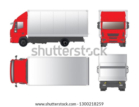 Vector template of cargo shipping truck. Commercial vehicle illustration. 