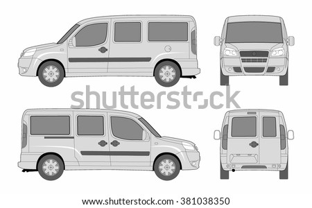 Commercial and passenger city van, car vector