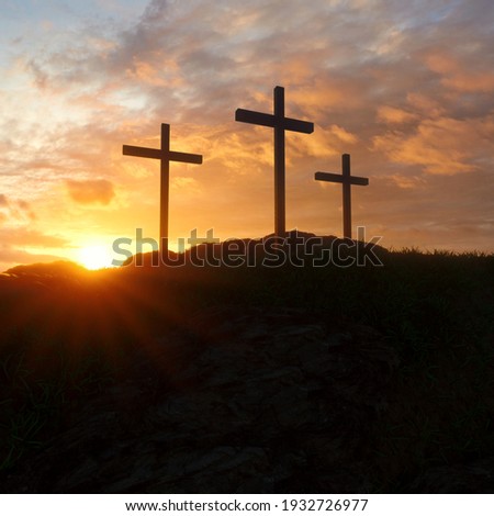 Similar – Image, Stock Photo Stone crosses in mountains in sunny day