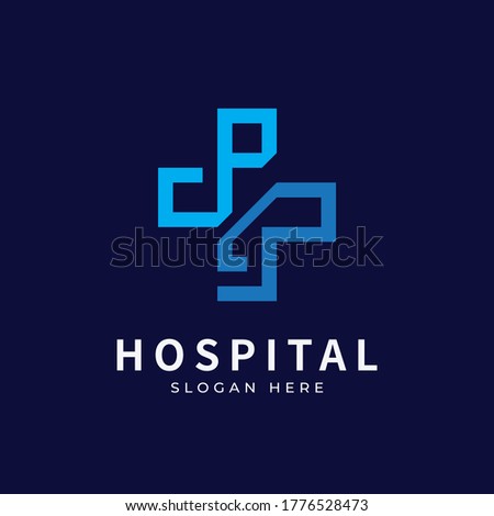 Health logo with initial letter PJ, JP, P J logo designs concept. Medical health-care logo designs template.