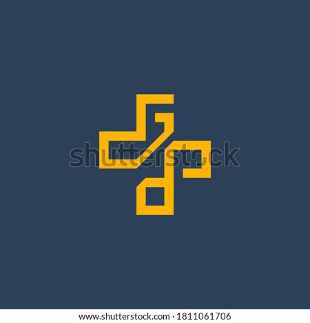 Initial Letter JP or PJ Medical Logo Design. Modern Hospital Logo. Plus Logo