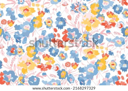 Cute feminine watercolor seamless pattern with wildflowers.