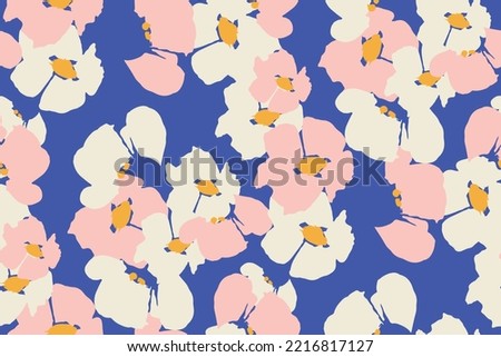 bright contrast multicolored floral pattern with brush strokes of paint