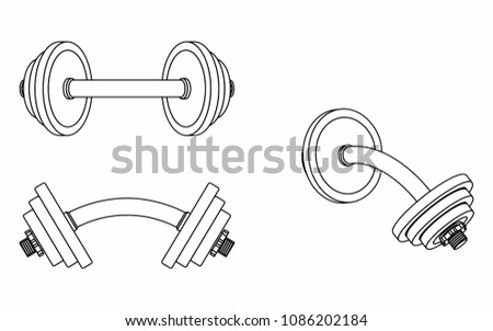 Dumbbell curved, outline only