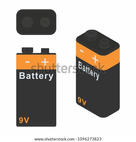 Traditional Battery 9V. Dark colors.