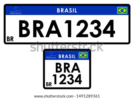 License car plate Brazil. Only graphical representation without scale or precision of the original elements.