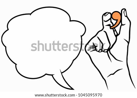 Hand holding comma concept. Vector illustration. comma in hand with a blank text footnote.