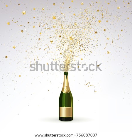 Similar – Image, Stock Photo Champagne bottle and confetti flow on pink