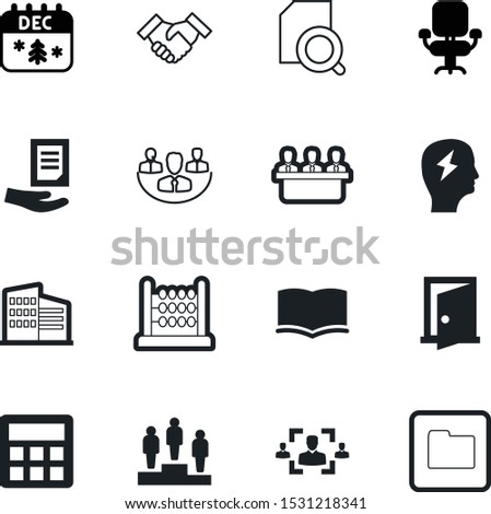 office vector icon set such as: discussion, directory, champion, traditional, cooperation, chair, city, storm, cloud, wood, training, marketing, real, learning, glass, abacus, old, furniture, sit