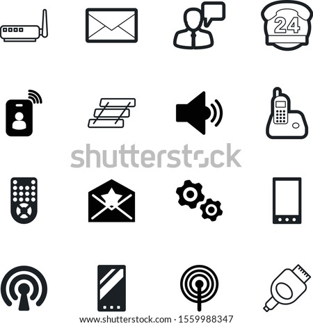 communication vector icon set such as: speech, inbox, industry, security, hours, send, retro, storage, studio, identification, announcement, realistic, remote, spam, center, contour, clock, personal