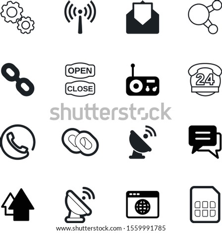 communication vector icon set such as: letter, social, ui, shape, globe, day, label, share, growth, cafe, closed, mobility, singer, delivery, tool, browser, reataurant, dual, sim, close