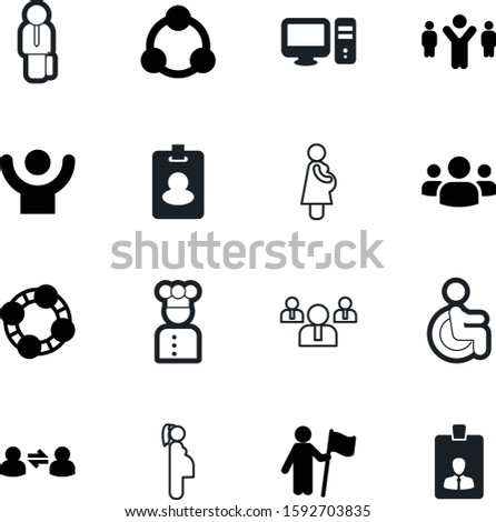 person vector icon set such as: boss, cooking, pc, handicapped, street, computer, case, linear, body, achievement, fitness, modern, partnership, suitcase, disability, leadership, cuisine, persons