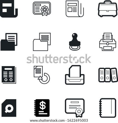 document vector icon set such as: lens, rent, analytical, approve, round, buttons, archive, copies, control, swap, correspondence, set, brief, organizer, lock, glass, linear, reverse, check, empty