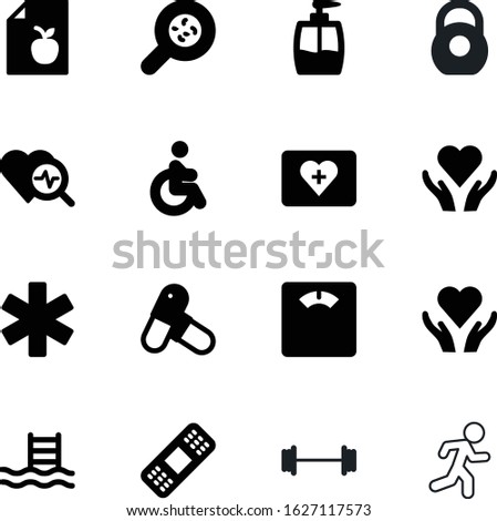 fitness vector icon set such as: scale, legionella, dumbbell, hair, activity, drop, lifting, icons, wheelchair, logistic, thin, line, find, bacterium, logo, delivery, competition, power, clinic, bell