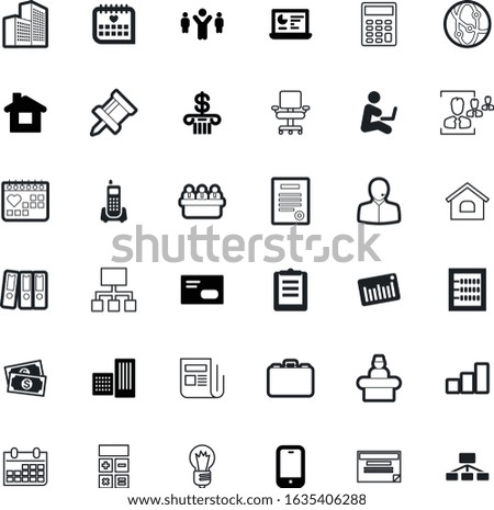 business vector icon set such as: pushpin, meeting, boss, template, keyboard, empty, organize, file, bright, press, growth, buy, label, coverage, callcenter, network, social, deadline, figure, pin