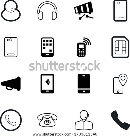 phone vector icon set such as: ringtone, dual, childhood, hotline, loud, transfer, earphone, microphone, creative, loudspeaker, melody, kid, speaker, apps, information, map, dollar, wooden, volume