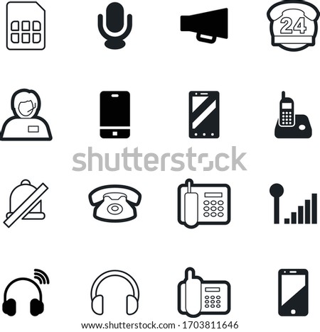 phone vector icon set such as: prohibited, receiver, entertainment, device, announce, antenna, handsfree, network, 24h, day, card, electronic, ear, style, cellular, center, sim, ringer, face, desk