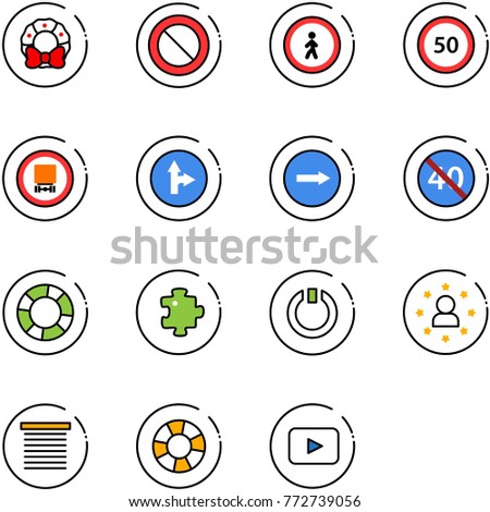 line vector icon set - christmas wreath vector, prohibition road sign, no pedestrian, speed limit 50, dangerous cargo, only forward right, end minimal, lifebuoy, puzzle, standby, star man, jalousie