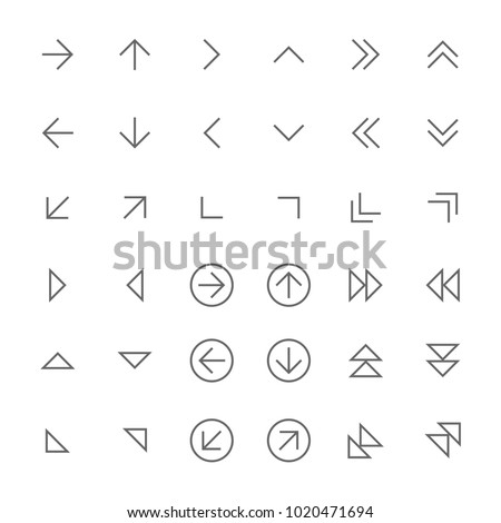 icons vector thin arrows outline set grey on white background