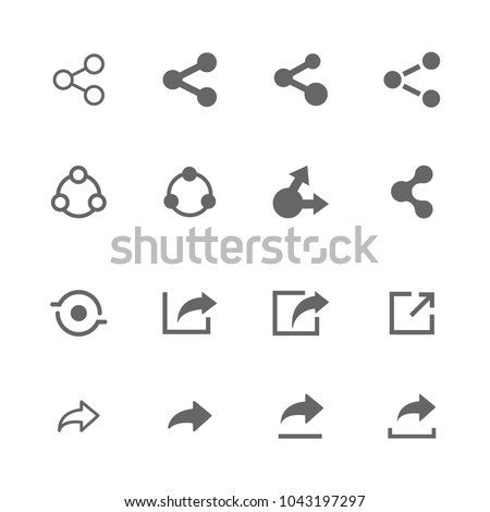 Set vector share with different icons set grey on white background