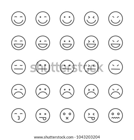 Set outline emotions icons 