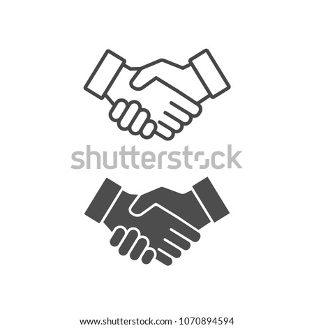 Vector handshake icon line and flat style