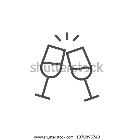 Vector champagne glasses icon flat style