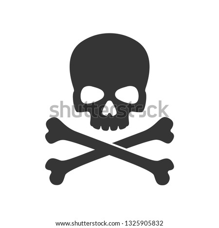 Crossbones danger skull vector icon